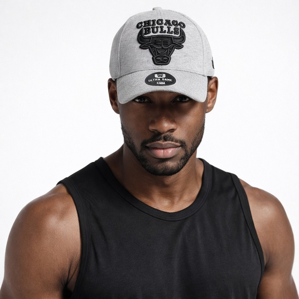 Chicago‎ Bulls Hat Cap Strap Back Gray Black One Size NBA Basketball Mens OSFA